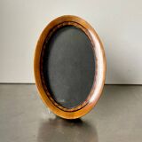 Cadre ovale antique en bois avec incrustation en intarsia 15,5 cm x 10 cm