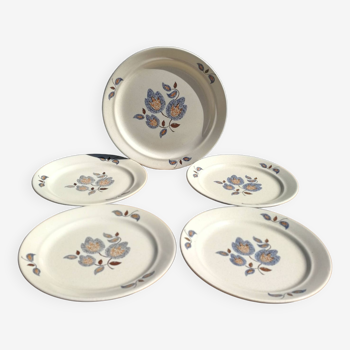 4 dinner plates and 1 Saint-Amand dish