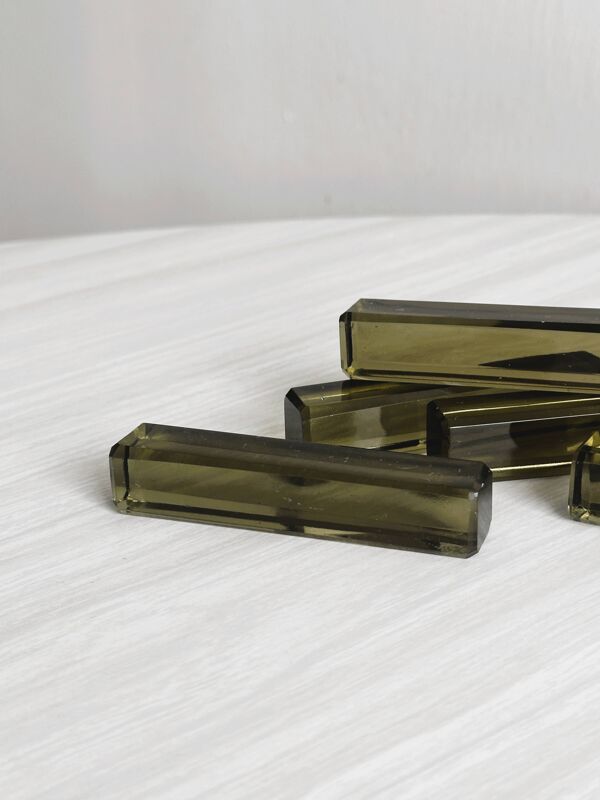 Lot de 5 porte-couteaux en verre fumé