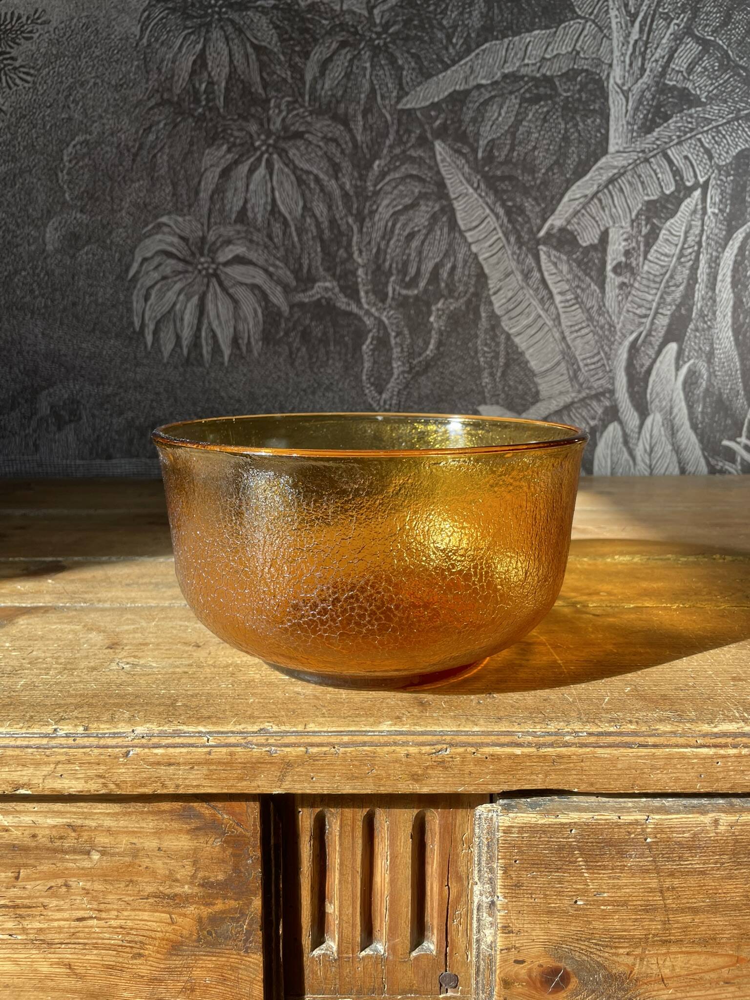 Amber glass salad bowl