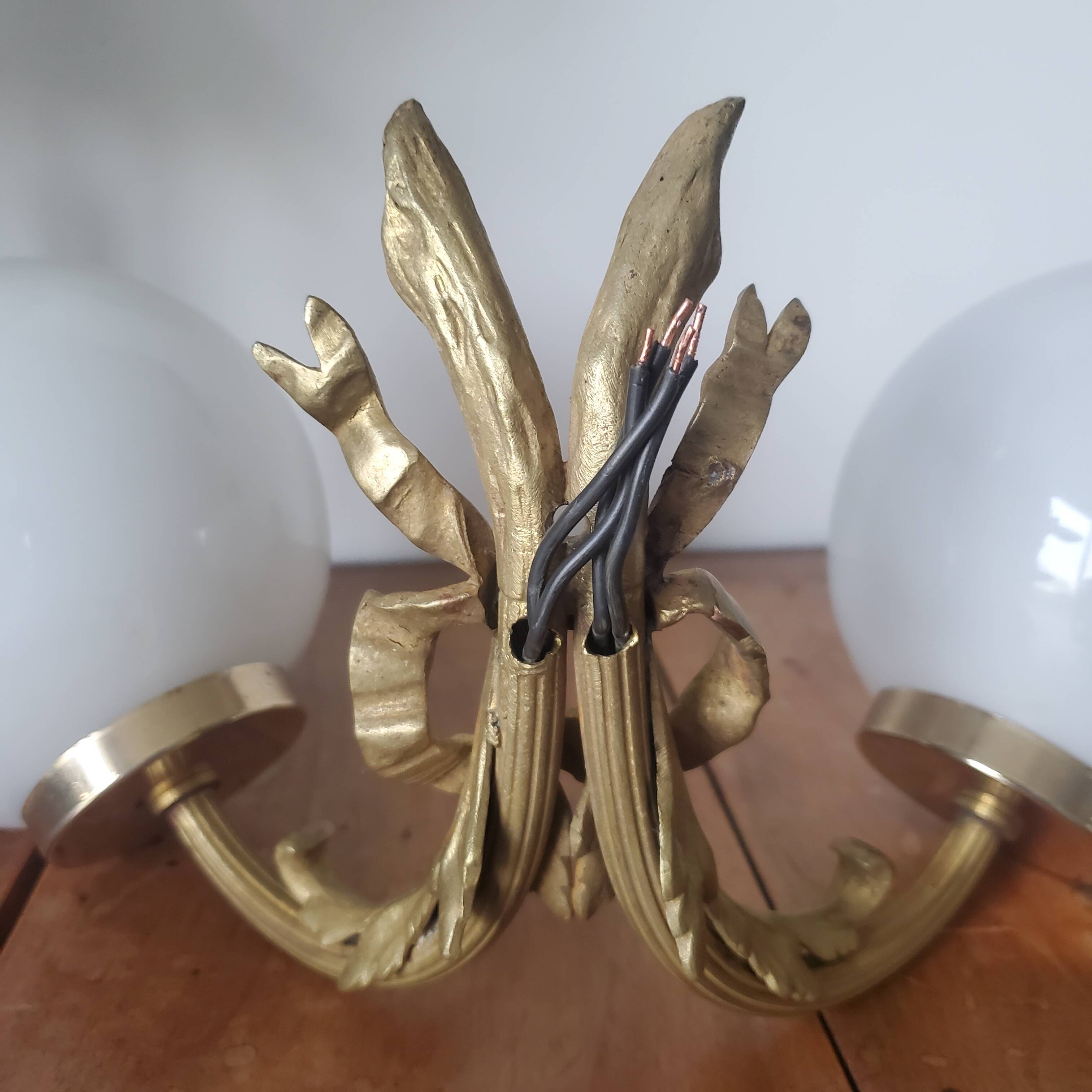 Vintage double opaline wall lamp