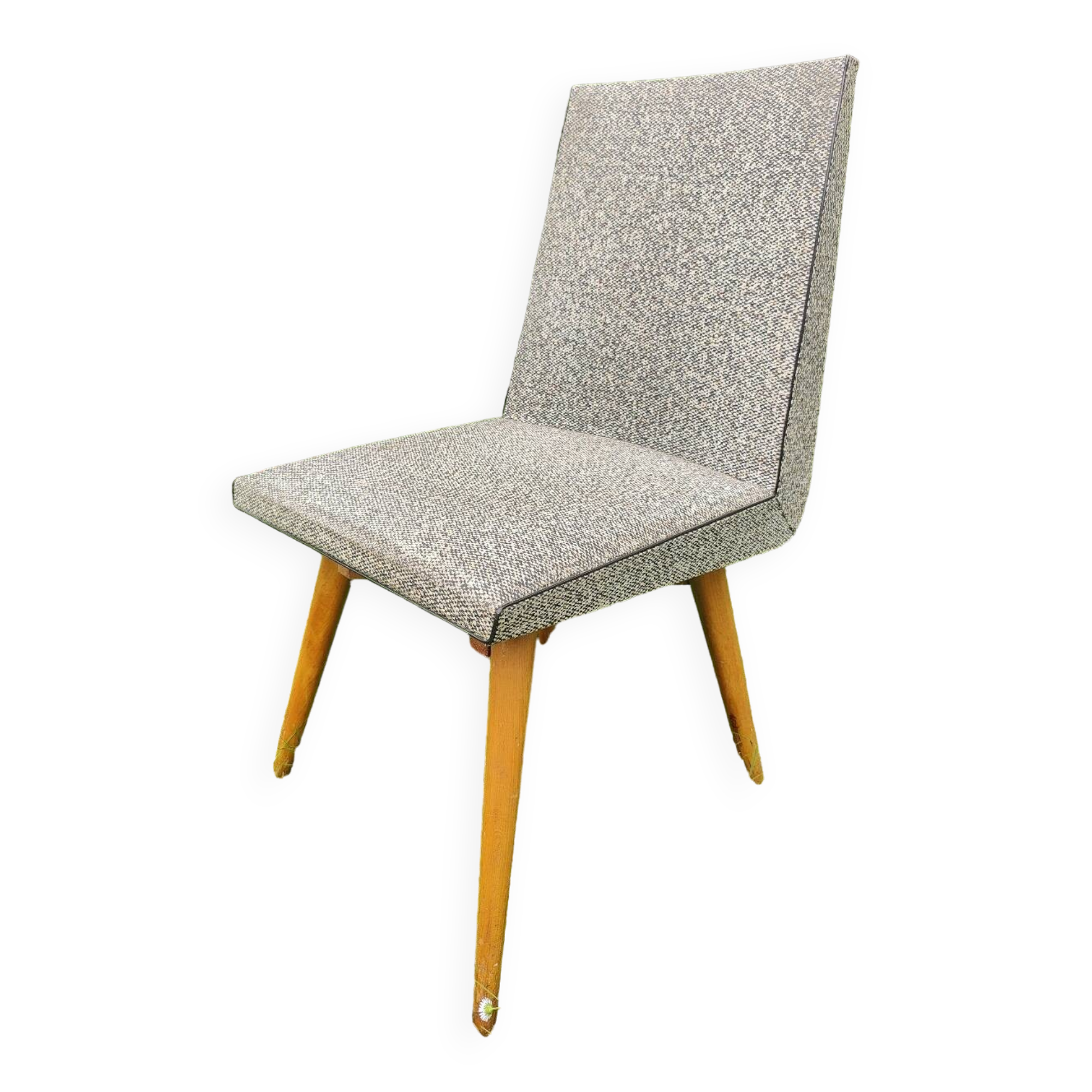 Scandinavian chair in grey faux leather and wood, 1960s.