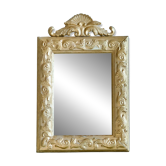 Ancien miroir coquille doré à moulures en arabesques