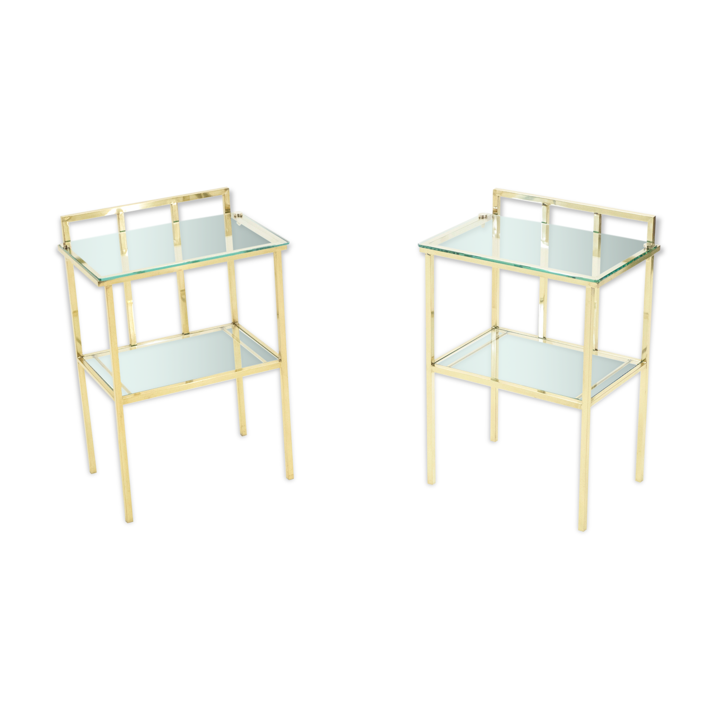 Pair of sofa tables in glass and brass 1960s