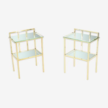 Pair of sofa tables in glass and brass 1960s