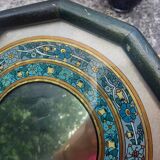 Oriental mirror floral pattern signed vintage
