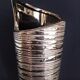 Cubist vase in gilded and ridged ceramic
