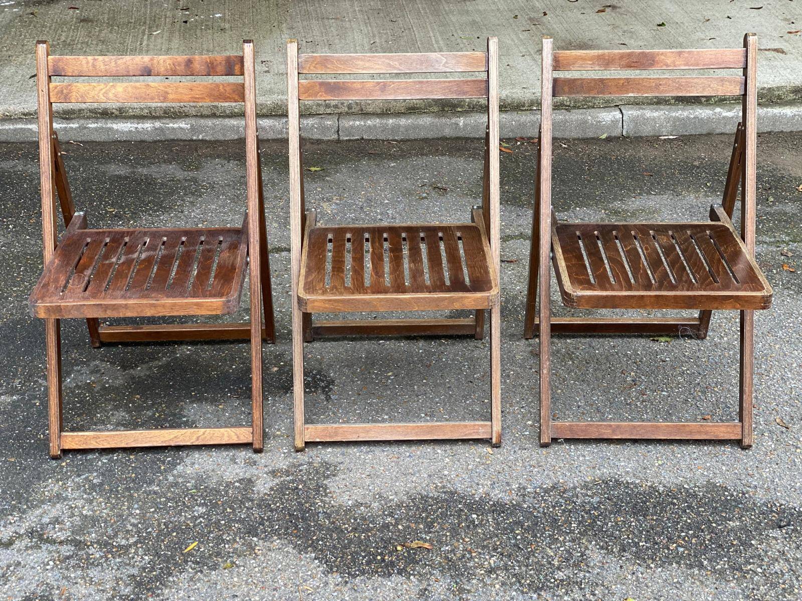 3 Scandinavian folding cane chairs 1950