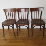 3 Baumann curved wood bistro chairs
