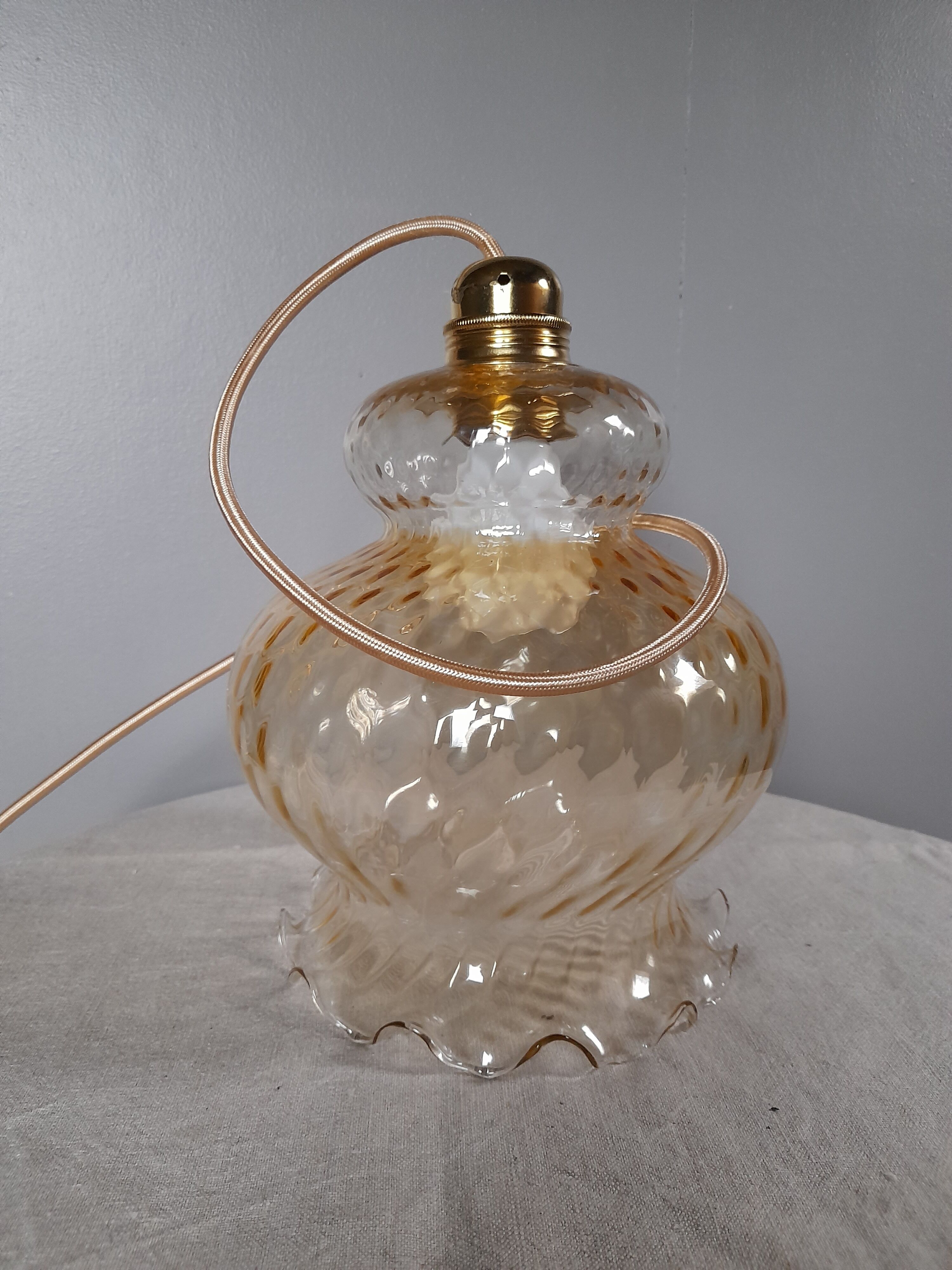 Tulip suspension amber glass, vintage