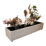 Large 1960s Knoll Style Marble and Brushed Steel Planter