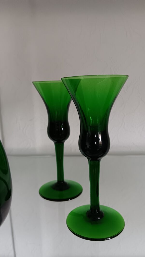 Carafe Kluk Kluk de Jacob E.Bang - Holmegaard et 5 verres à liqueur
