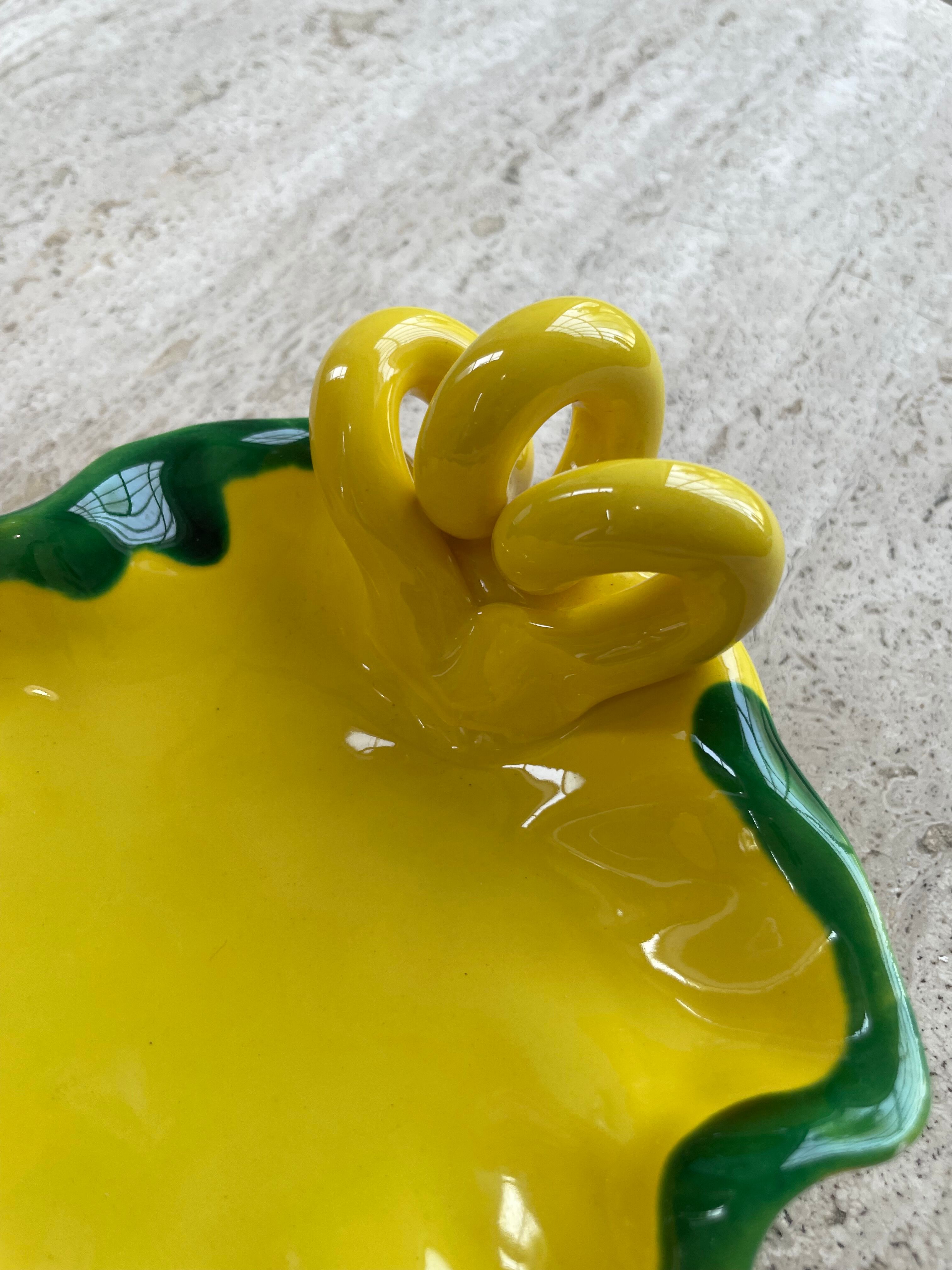 Ceramic yellow vallauris dish