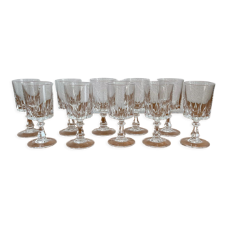 10 verres à vin blanc Louvre en cristal d'Arques vintage