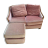 Velvet sofa and its ottoman