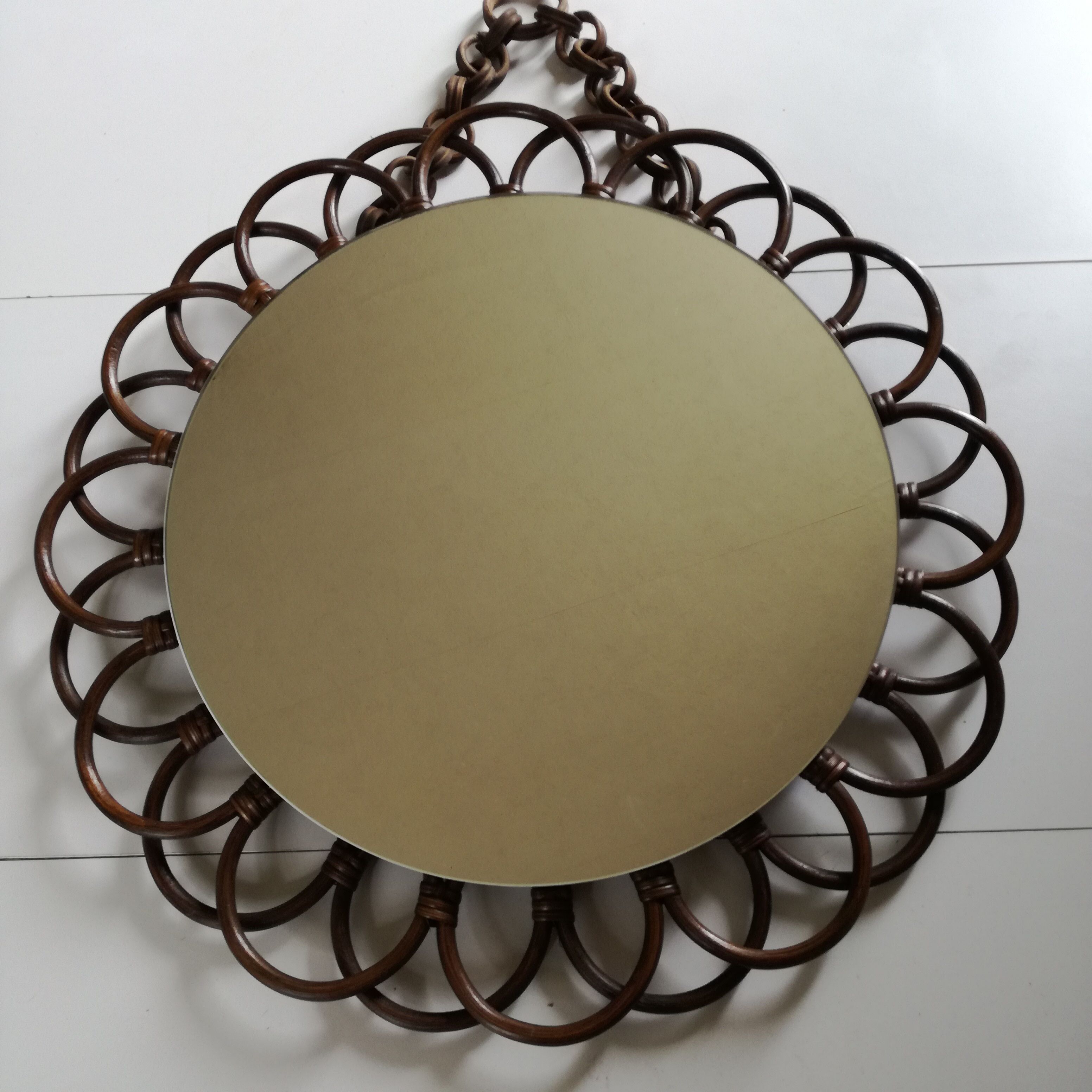 Rattan round mirror - $54