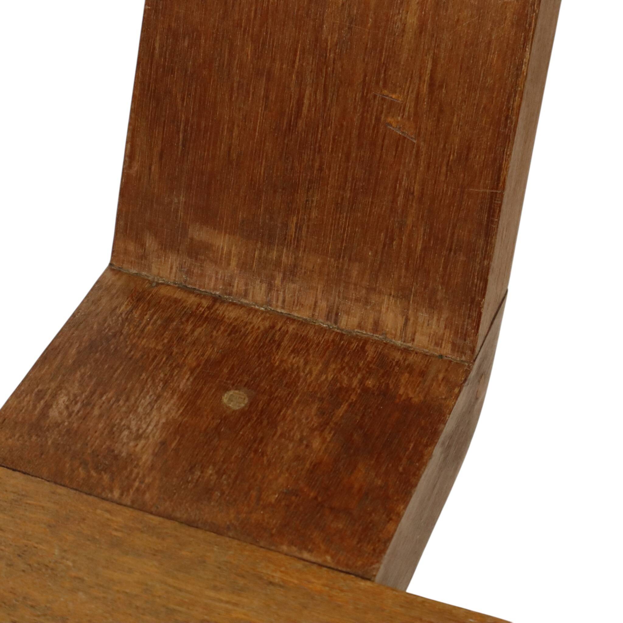Mid Century Brutalist Tripod Chair Solid Oak Spain