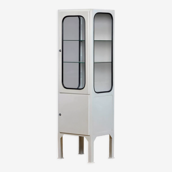 Vitrine médicale vintage en fer et verre, années 1970