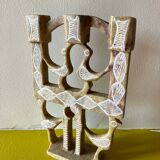 Vintage stone folk art candle holder