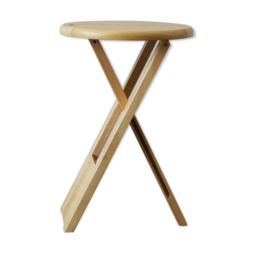 Tabouret Pliant En Bois Marron Brillant - Style Banquette WC - Occasion En Excellent état