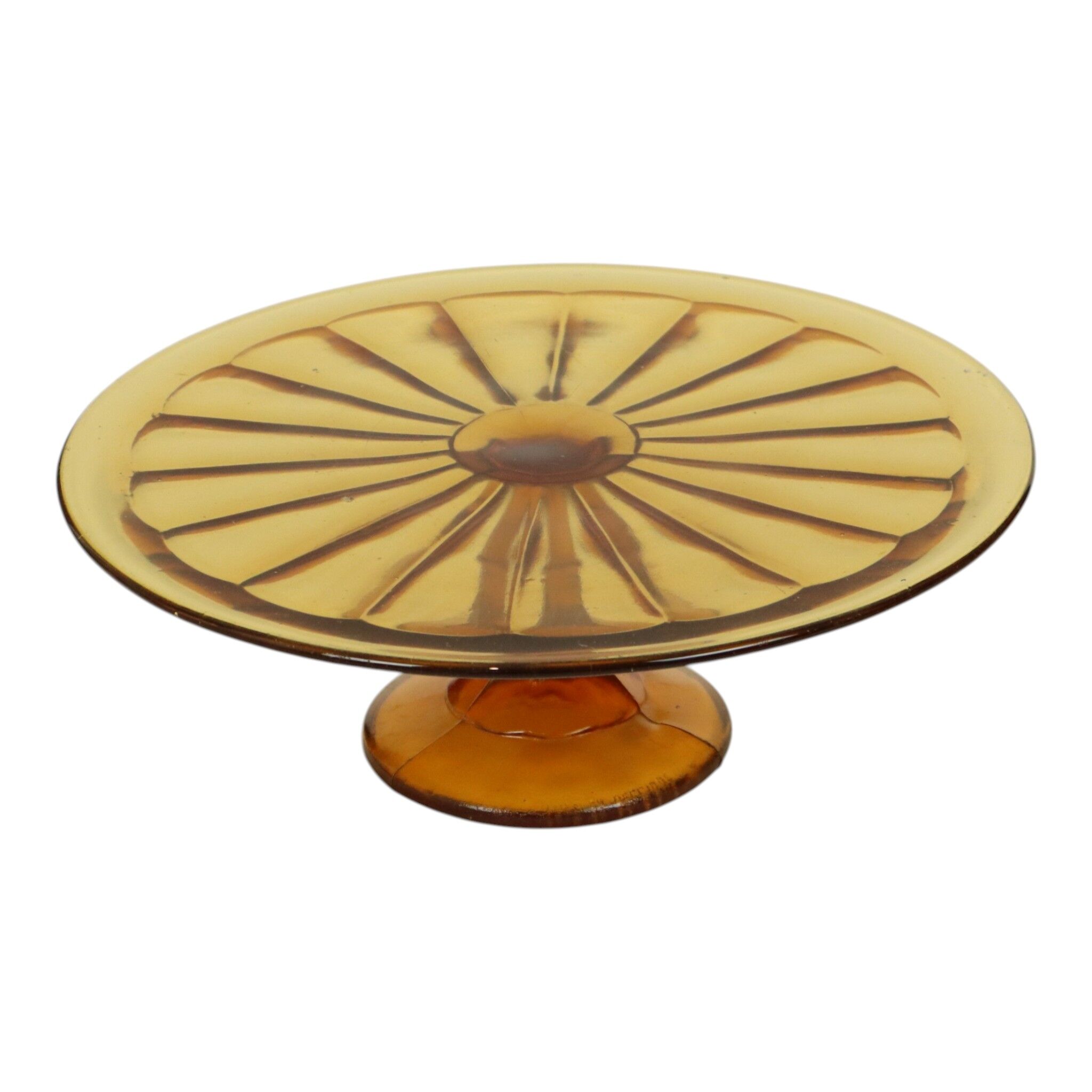 Amber Art Deco Cake Platter / Pastry Dish – Depression Glass