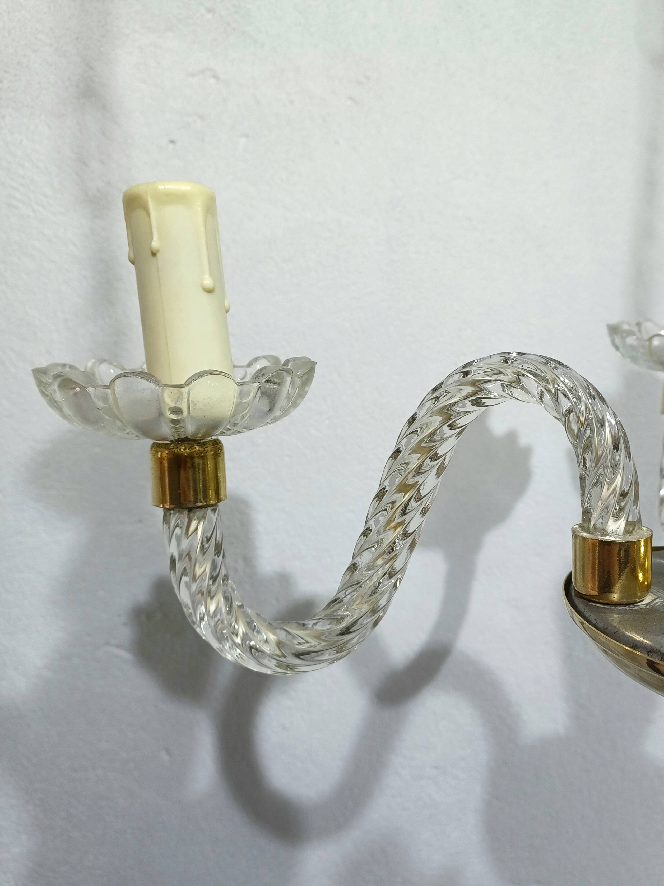 4-light glass and brass chandelier