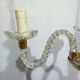 4-light glass and brass chandelier