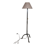 Brutalist cast iron tripod floor lamp