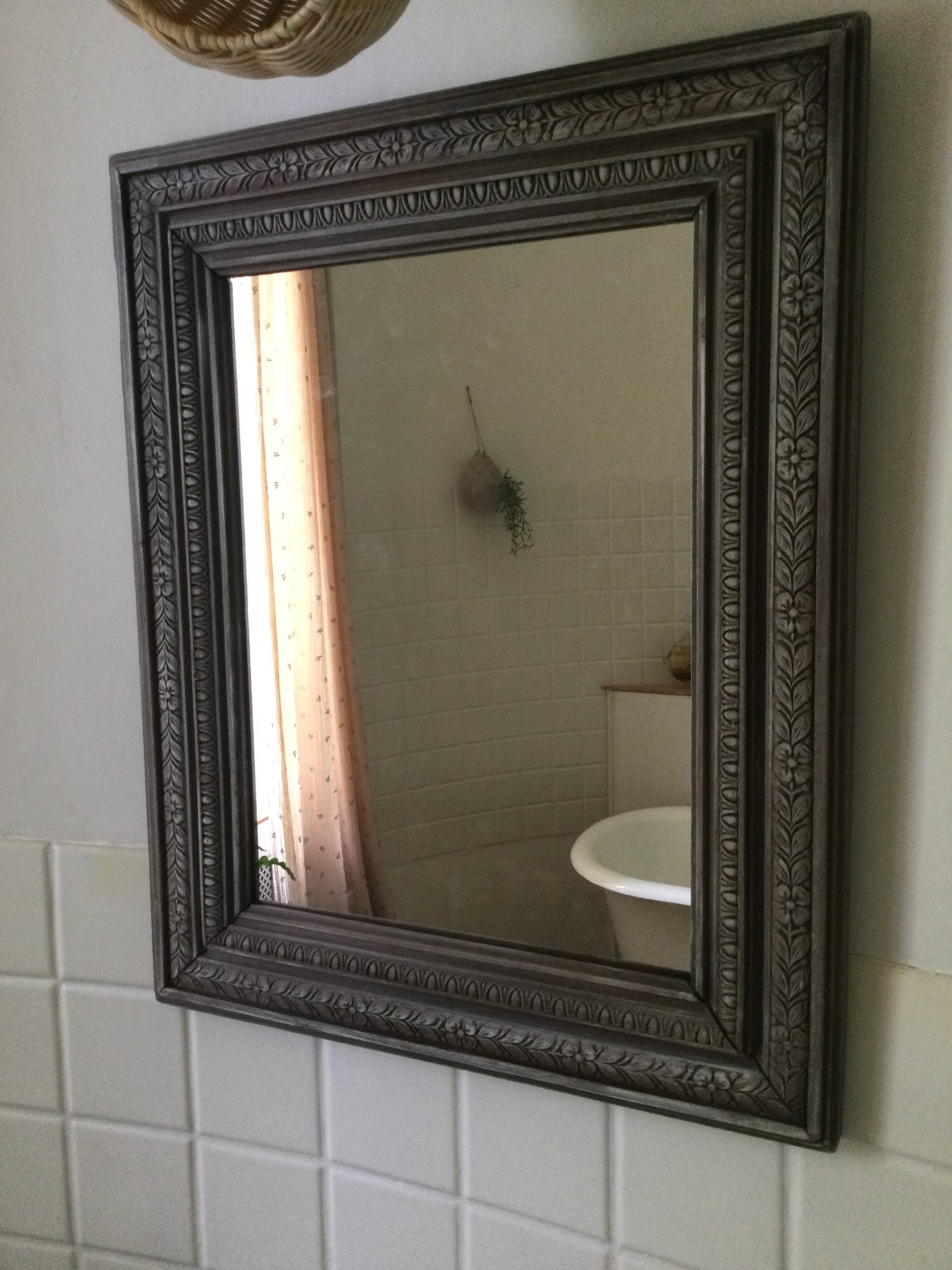 Antique patinated wood mirror