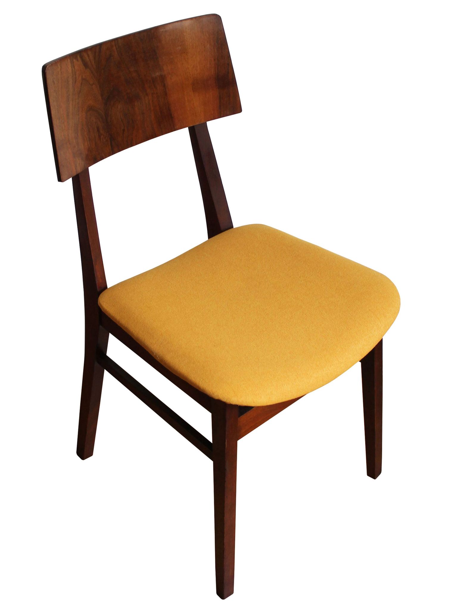 Vintage dining chair from the 1960s, Scandinavian style, wood and fabric.