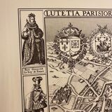 Map plan engraving of Vintage Paris