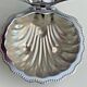 Vintage butter dish with silver-plated metal shell and cobalt blue glass without knife
