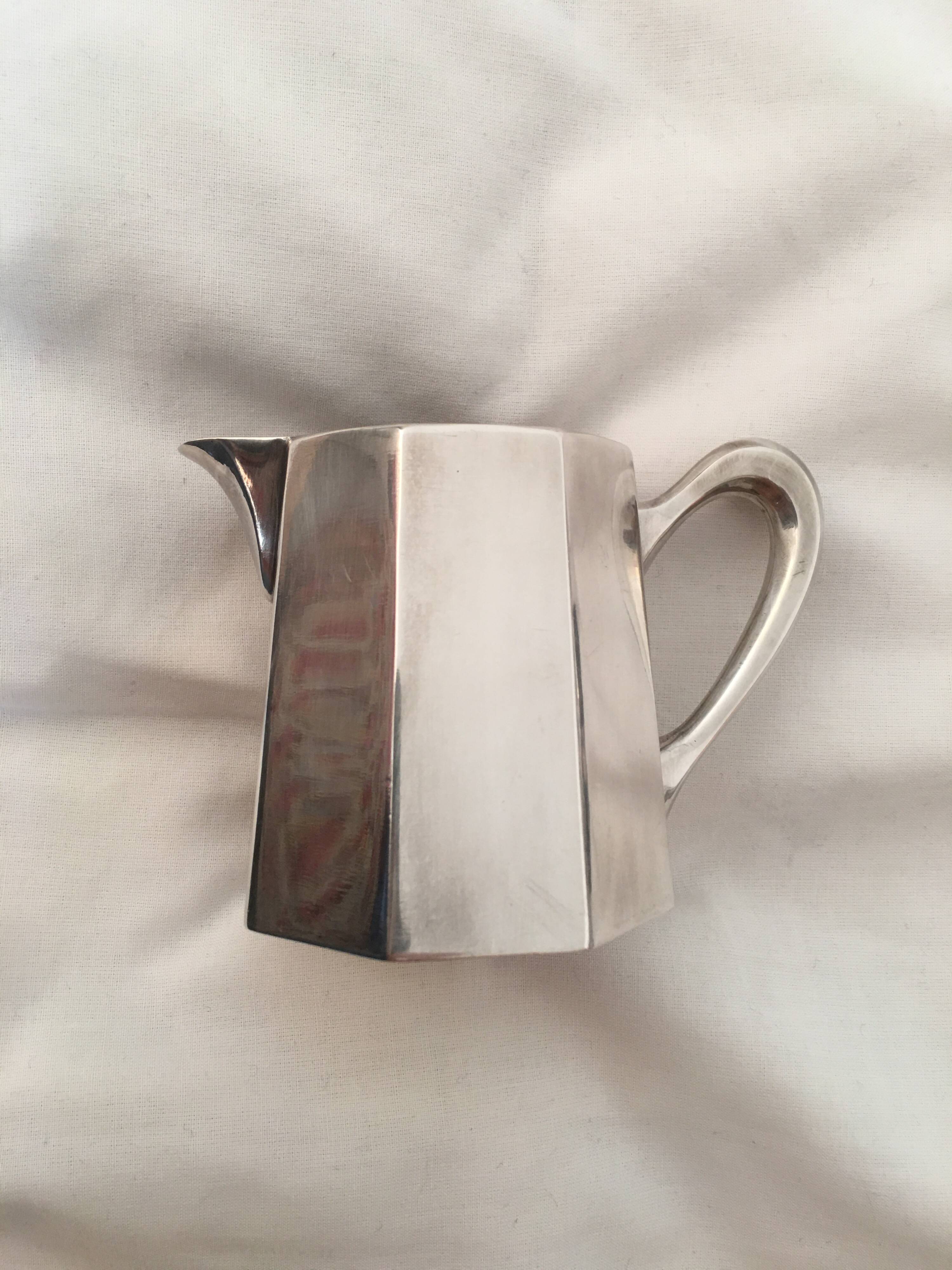 Ercuis 3-piece silver-plated metal coffee set – art deco style