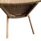 Solid wood chair with woven seat and armrests
