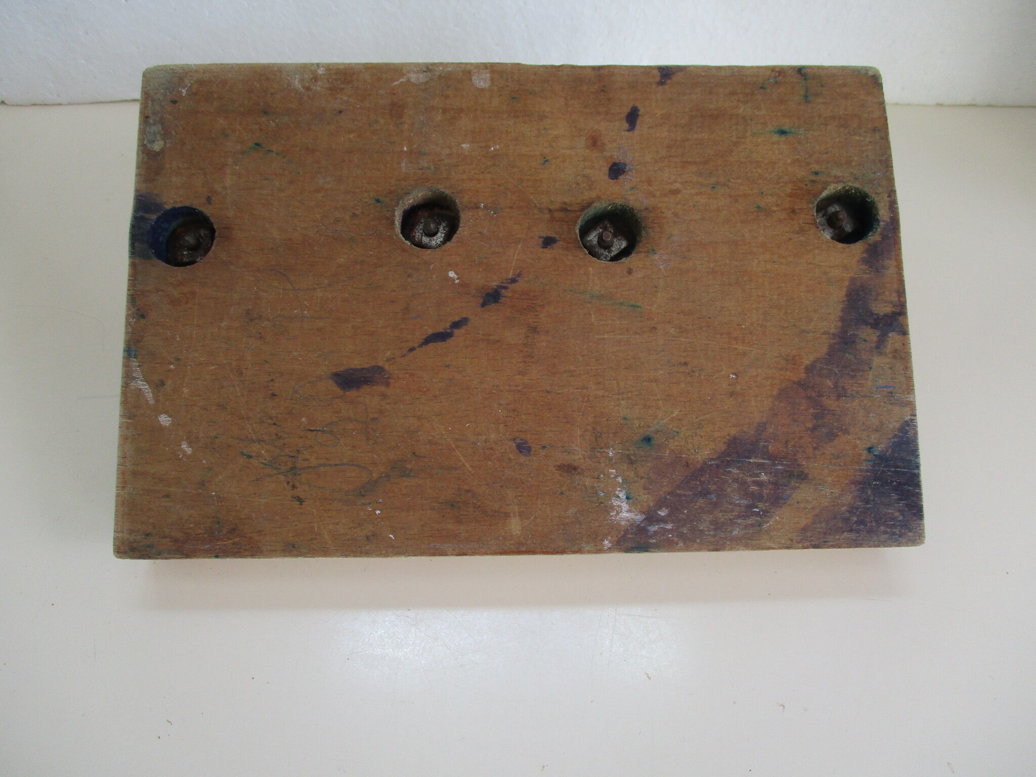 Double inkwell wood and brass