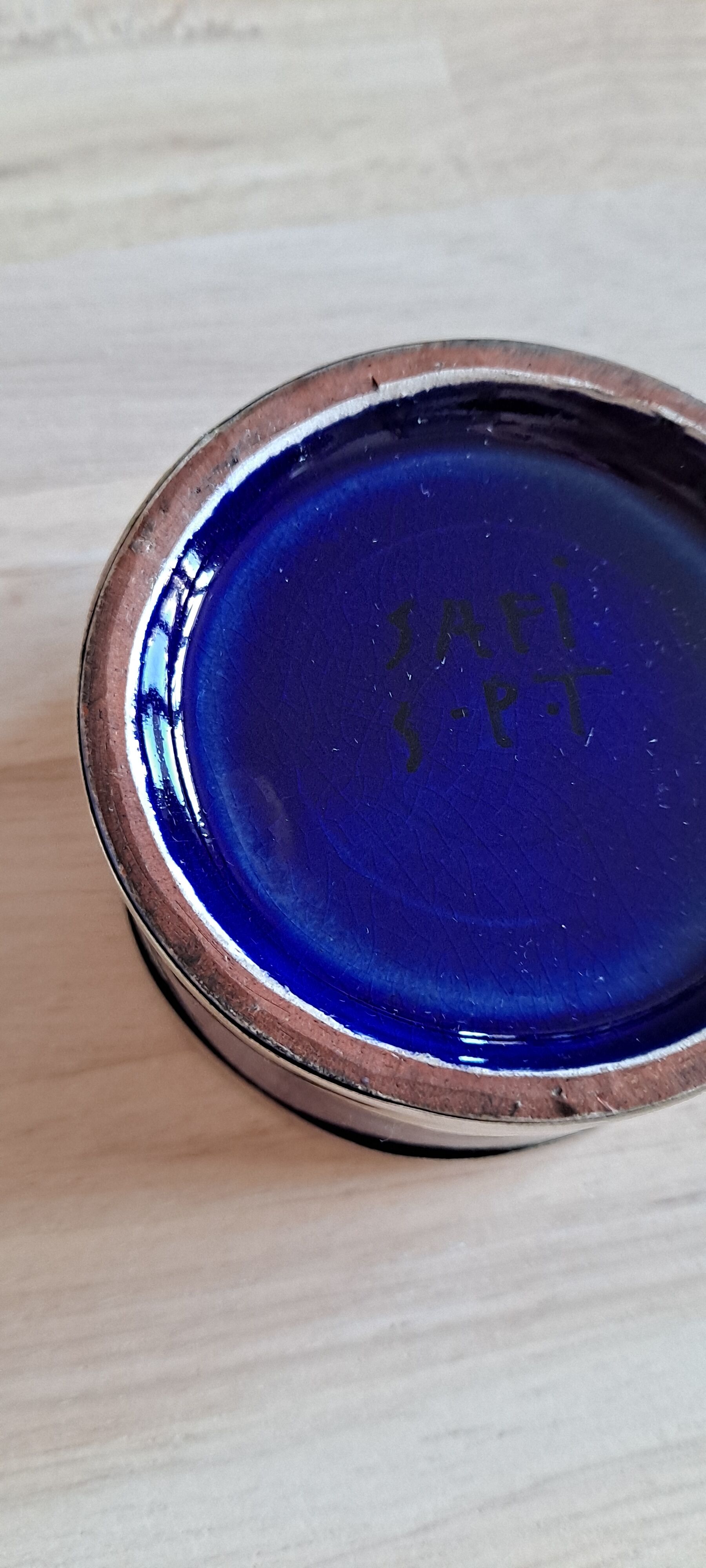 Moroccan ceramic and silver metal box