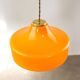 Mid-Century Italian Orange Glass & Brass Pendant Lamp
