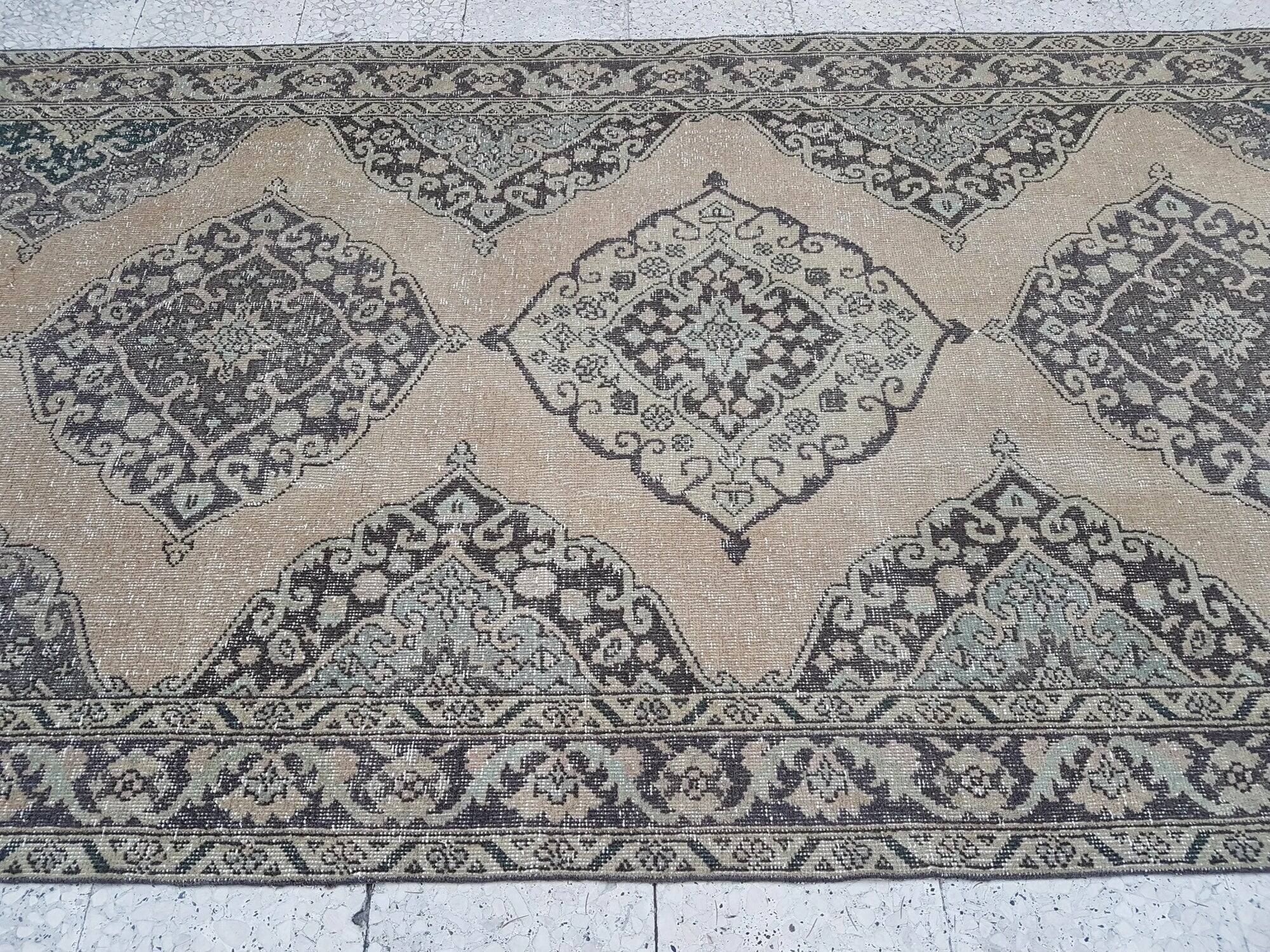 Vintage Turkish hallway rug 143x391 cm