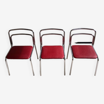 Trois chaises italiennes Molteni 1970