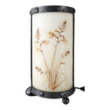Wrought iron lamp and Perspex lampshade with herbarium decor