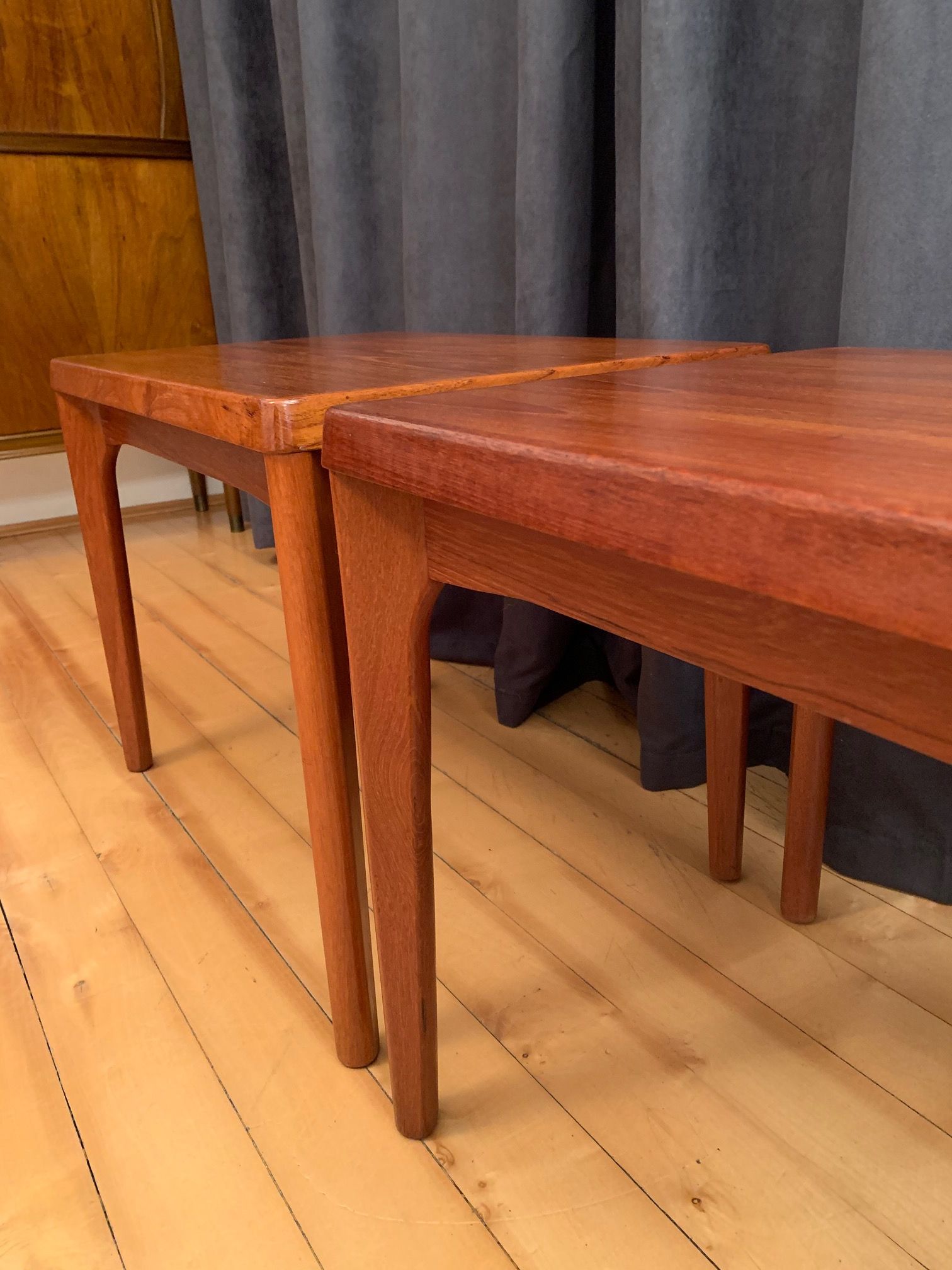 Pair of side tables by Henning Kjaernulf, Vejle Møbelfabrik, Denmark, 1960s