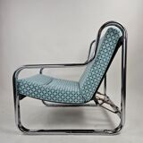 Set of 2 Italian chairs in chrome frame and completely reupholstered