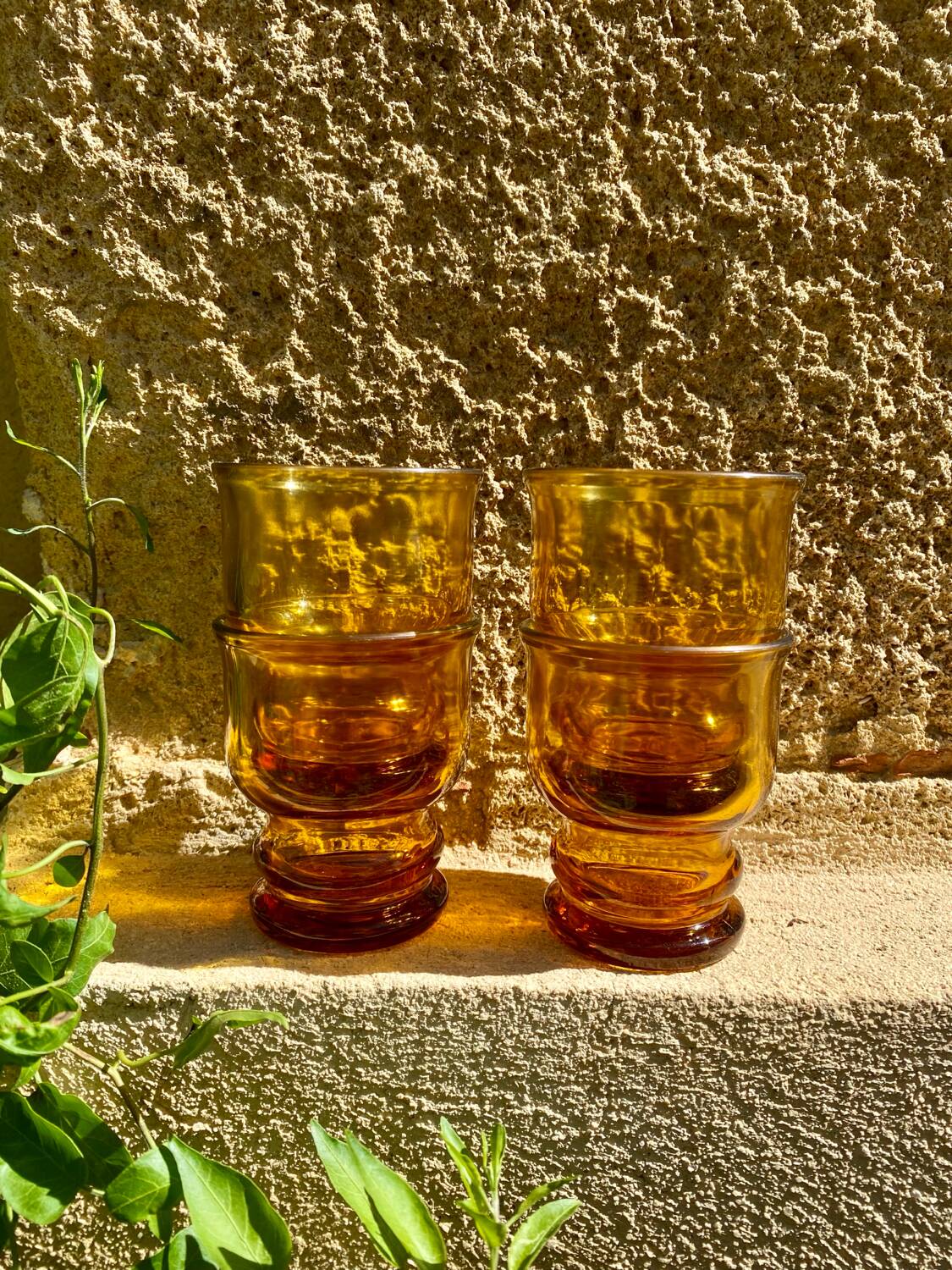 4 verres ambrés Pernod vintage