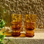 4 vintage Pernod amber glasses