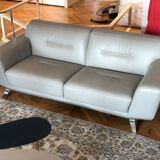 Leather sofa Roche Bobois pearl grey
