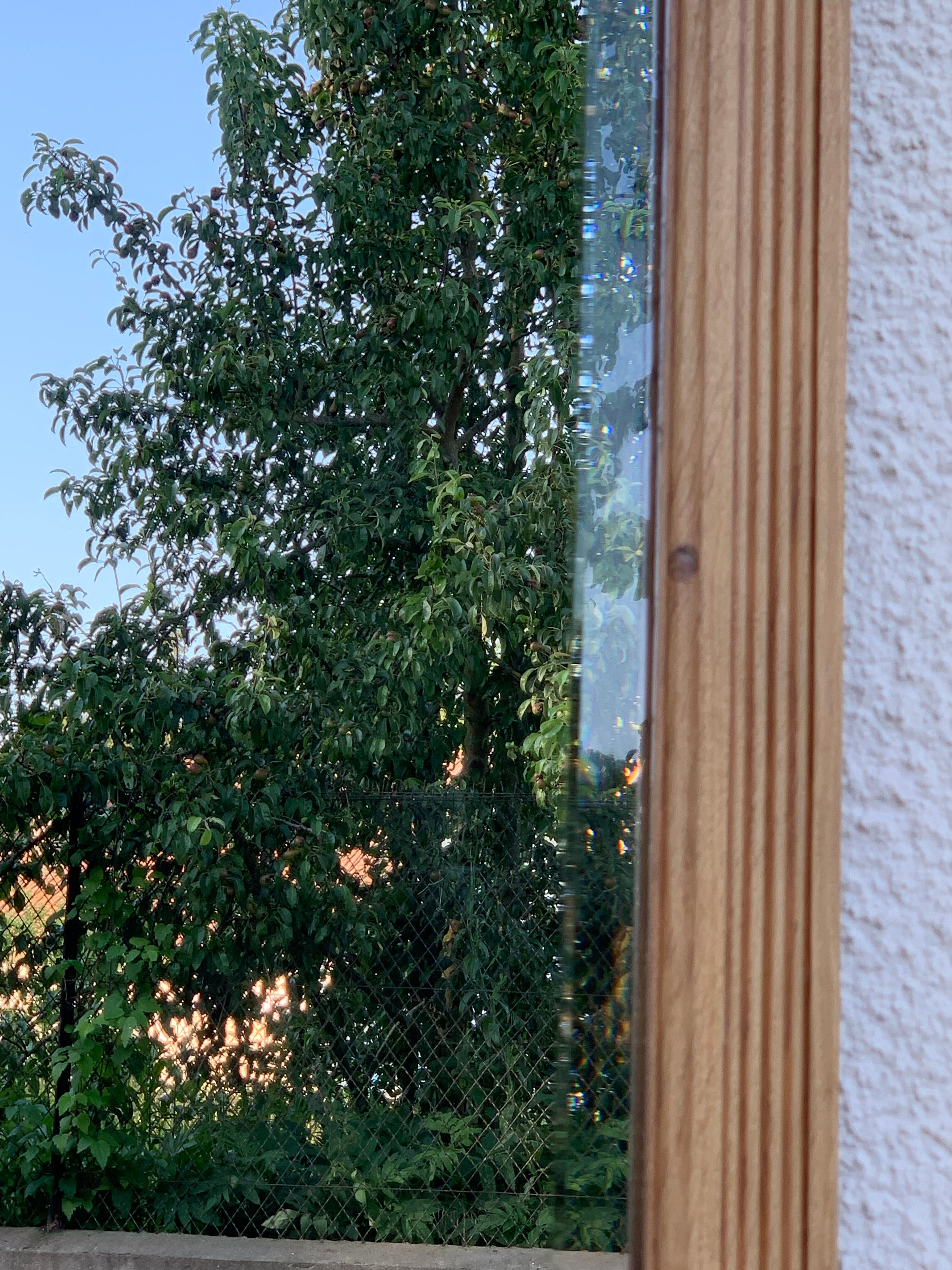 Art Deco mirror bevelled raw oak 1930