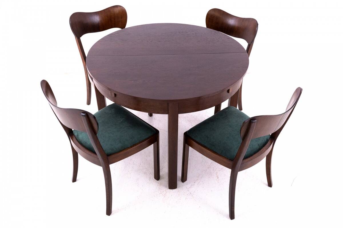 Art Deco table set, Poland, 1930s. After renovation.