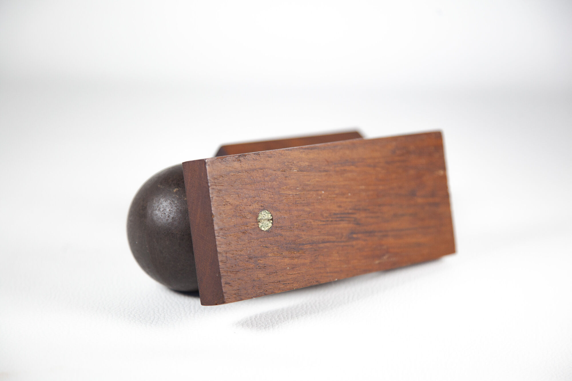 Vintage pen holder, wood paper press and metal ball