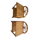 Set of two vintage rattan bedside tables