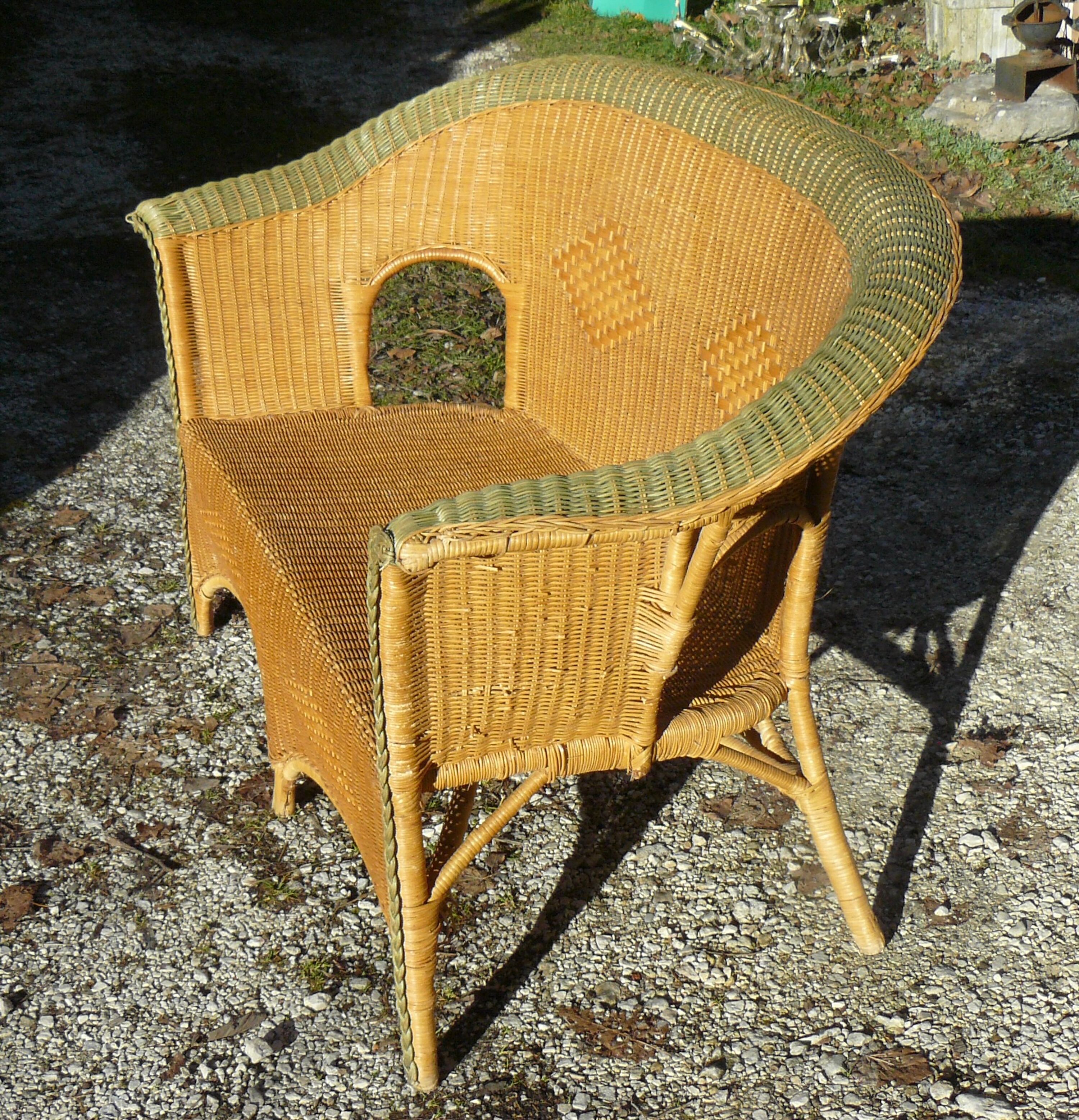 Sofa bench rattan and wicker vintage 1970